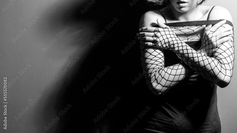 Obraz premium portrait of a woman. Sexy photo. Black and white photo. Sensual. Sexy. Female. Dark. 