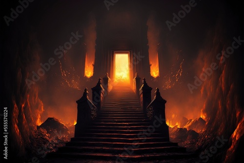 Fototapet demon castle in hell