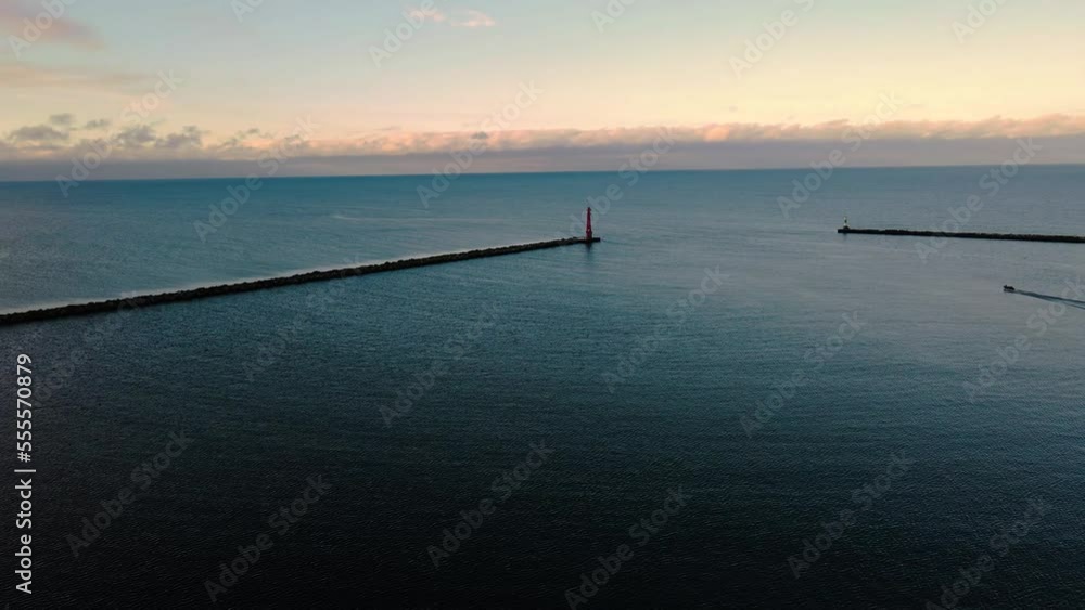 Lake Michigan as seen from the Muskegon Channel on the Western Coast. Lake Michigan as seen from the Muskegon Channel on the Western Coast.