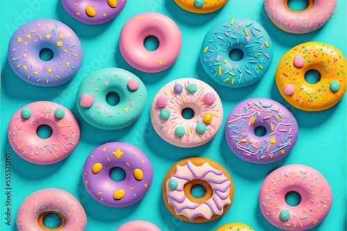 seamless pattern of donuts on a solid color background