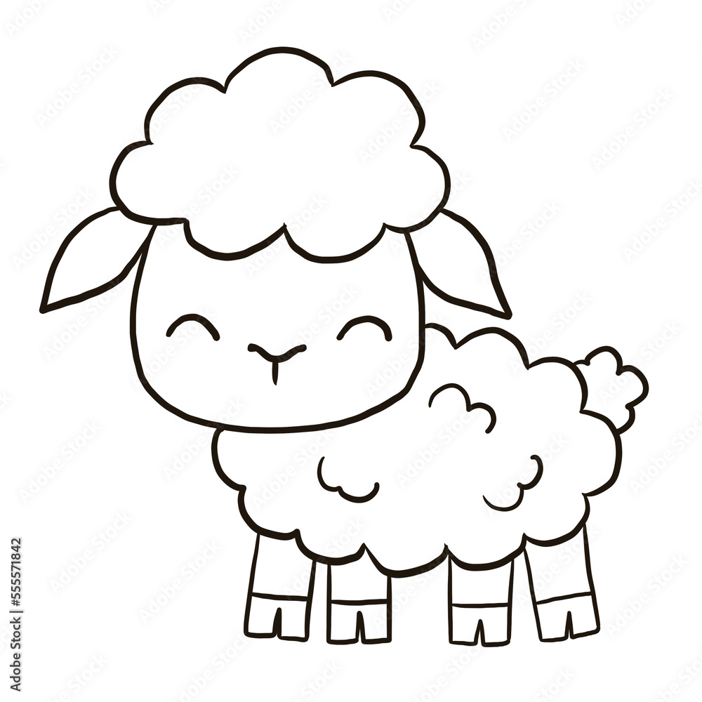 sheep cartoon doodle kawaii anime coloring page cute illustration drawing clip art character chibi manga comic
