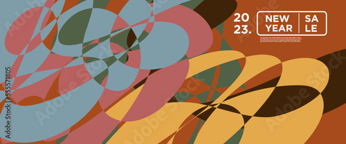 New year sale 2023 design template with fluid geometric colorful abstract