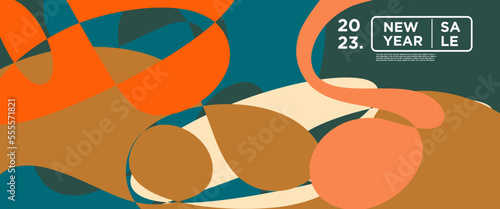 New year sale 2023 design template with fluid geometric colorful abstract