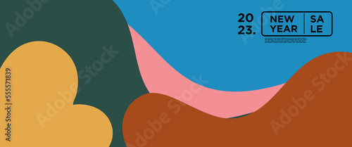 New year sale 2023 design template with fluid geometric colorful abstract
