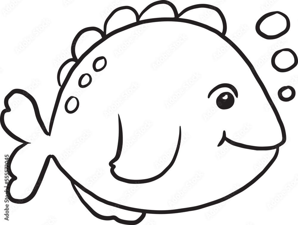fish cartoon animal cute kawaii doodle line drawing coloring page, fish fish cartoon animal cute kawaii doodle line drawing coloring page, fish