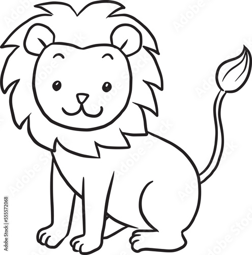 lion cartoon animal cute kawaii doodle line drawing coloring page, lion