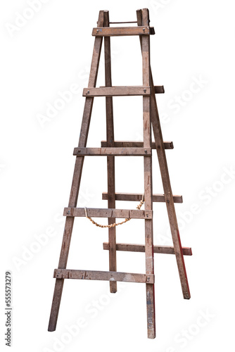 Wooden ladder isolated.