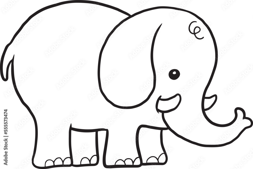 elephant cartoon doodle kawaii anime coloring page cute illustration ...