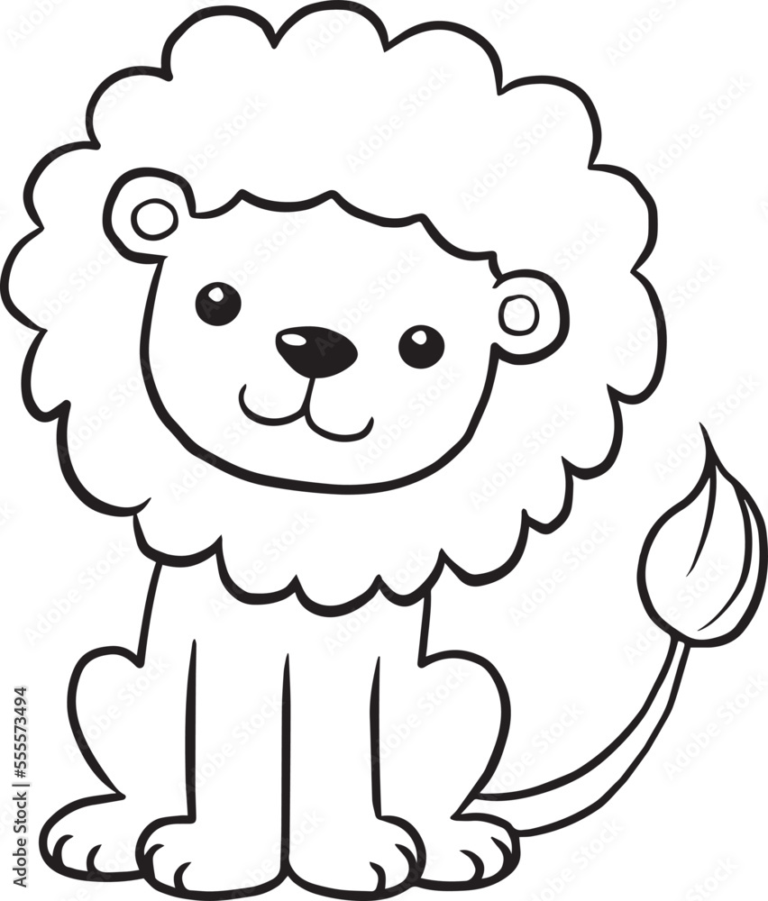 lion cartoon doodle kawaii anime coloring page cute illustration ...