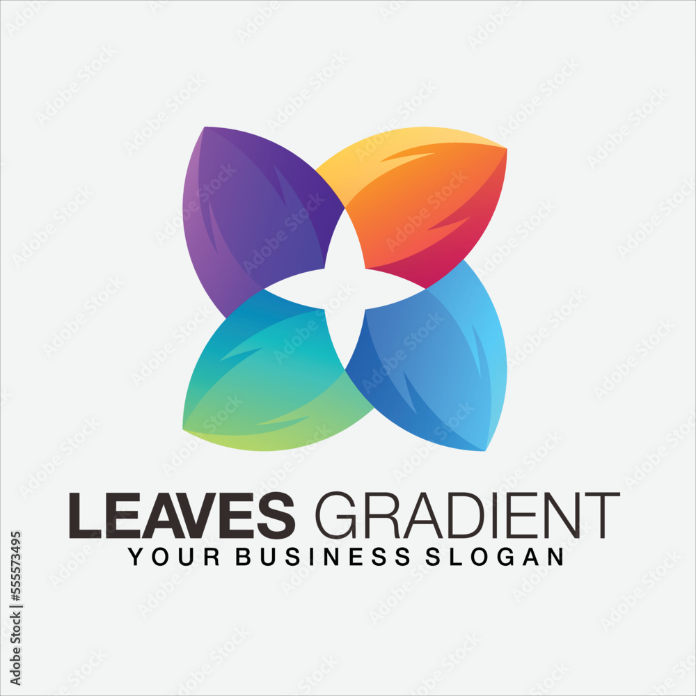 Gradient leaves vector logo design illustration Gradient leaves vector logo design illustration