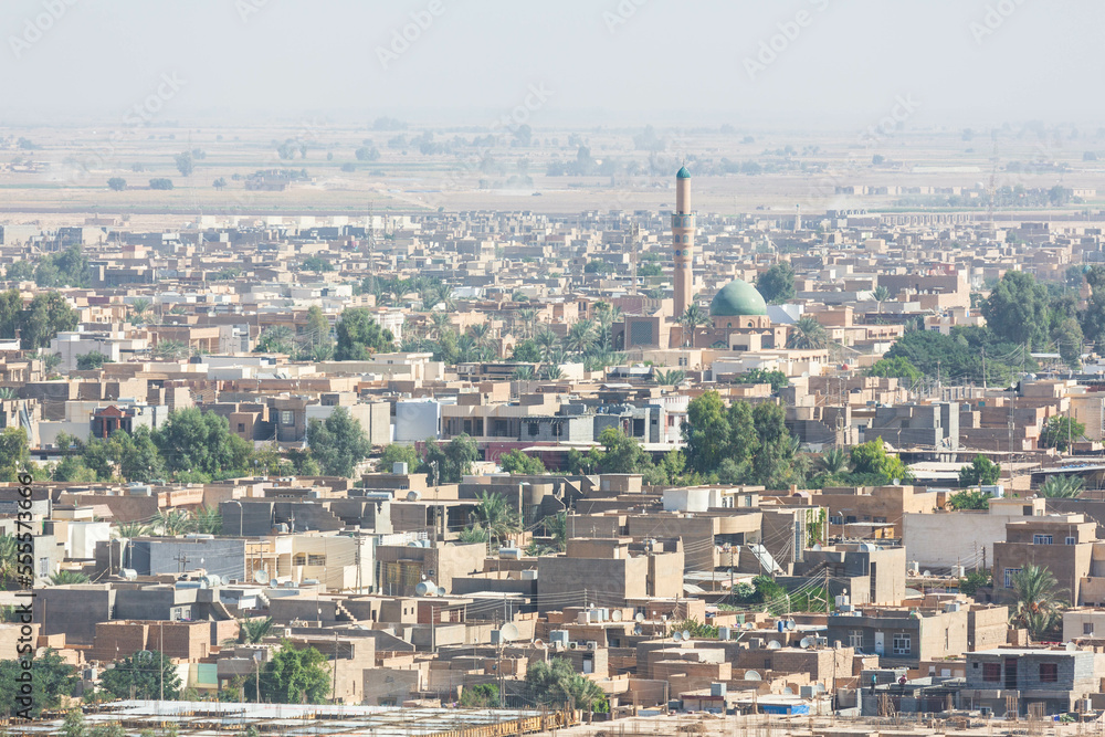 View over the town of Samarra from the Malawia minaret in Samarra, Iraq