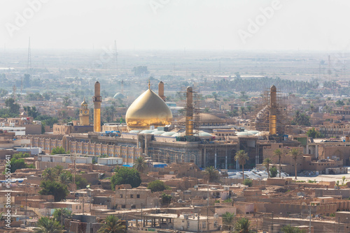 Golden Mosque Imam Ali Hadi in Samarra, view from the top, Iraq photo