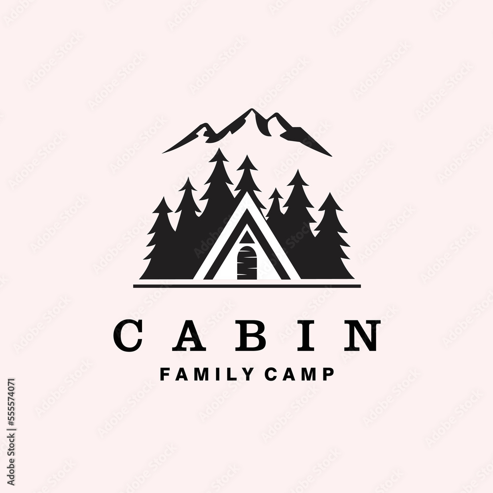 cabin logo line art design