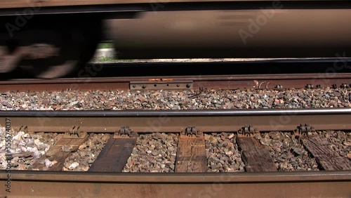 Train Tracks with Train Passing By