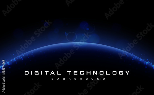 Digital technology worldwide global network internet connection blue background, Abstract cyber tech futuristic planet map world, Ai big data, Innovation 5g wireless wifi future, illustration vector