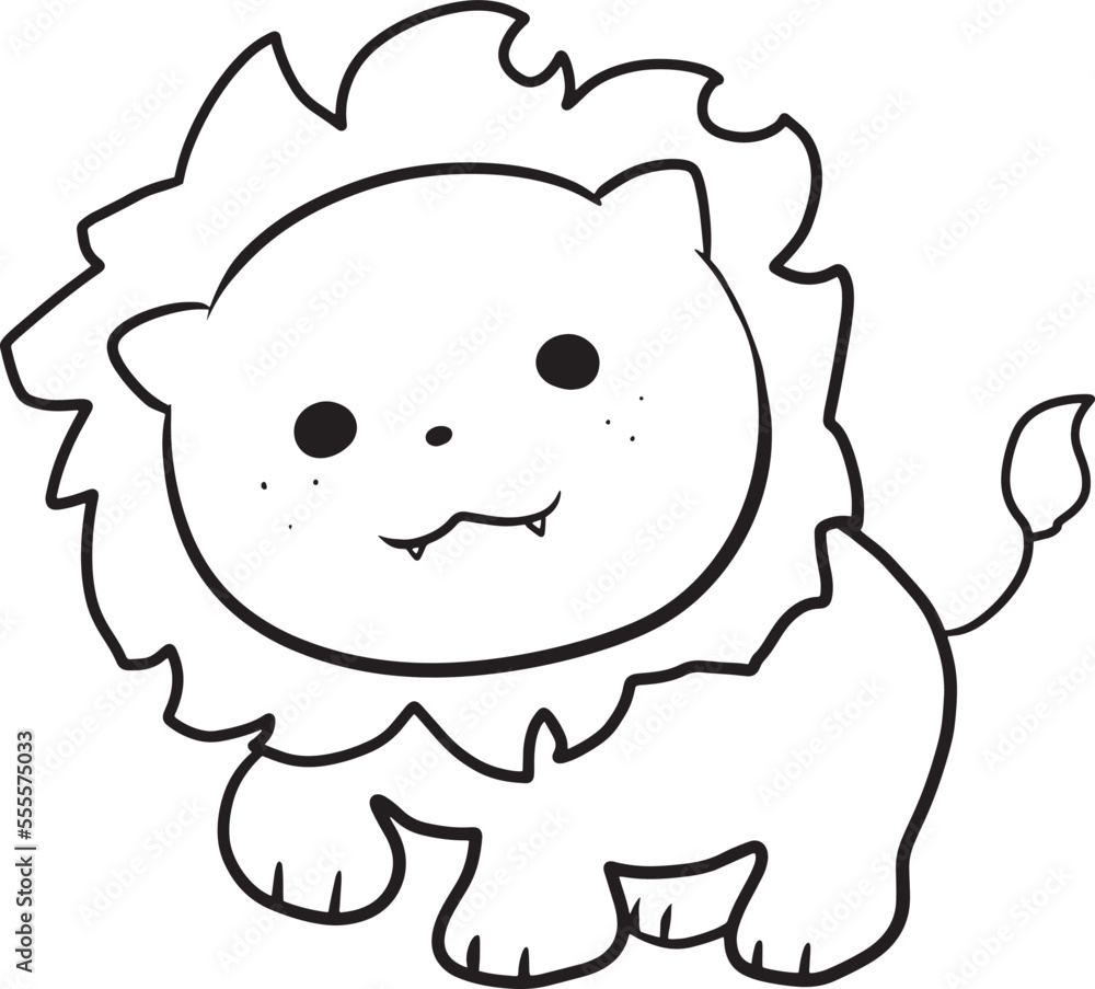 lion cartoon doodle kawaii anime coloring page cute illustration ...