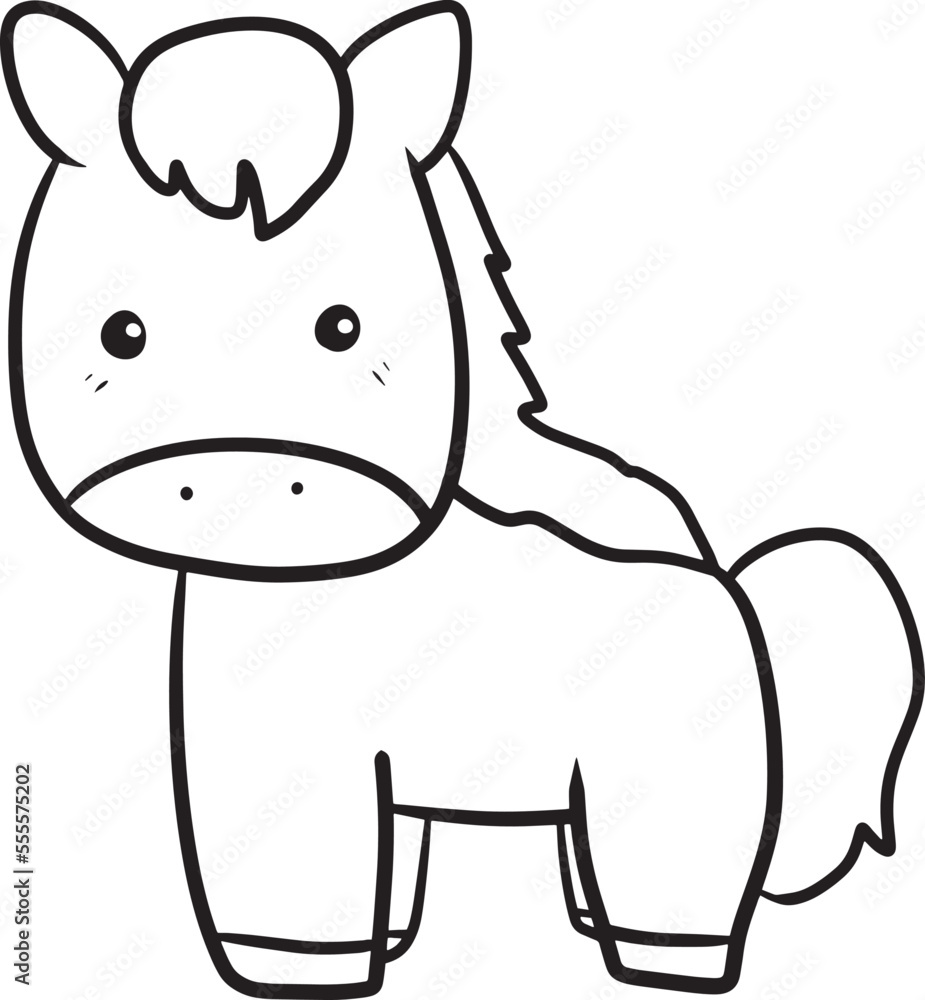 horse cartoon doodle kawaii anime coloring page cute illustration ...