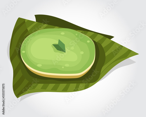 	
Delicious surabi indonesian traditional pancake served on banana leaf plate