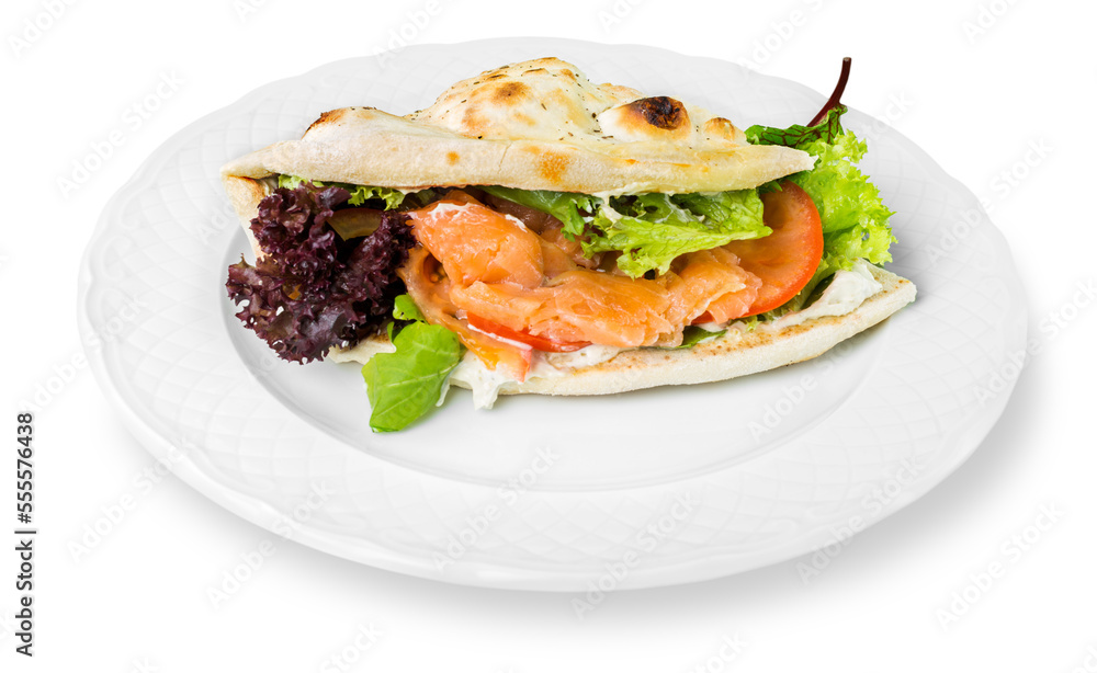 Club Sandwich with Salmon and Vegetables Club Sandwich with Salmon and Vegetables