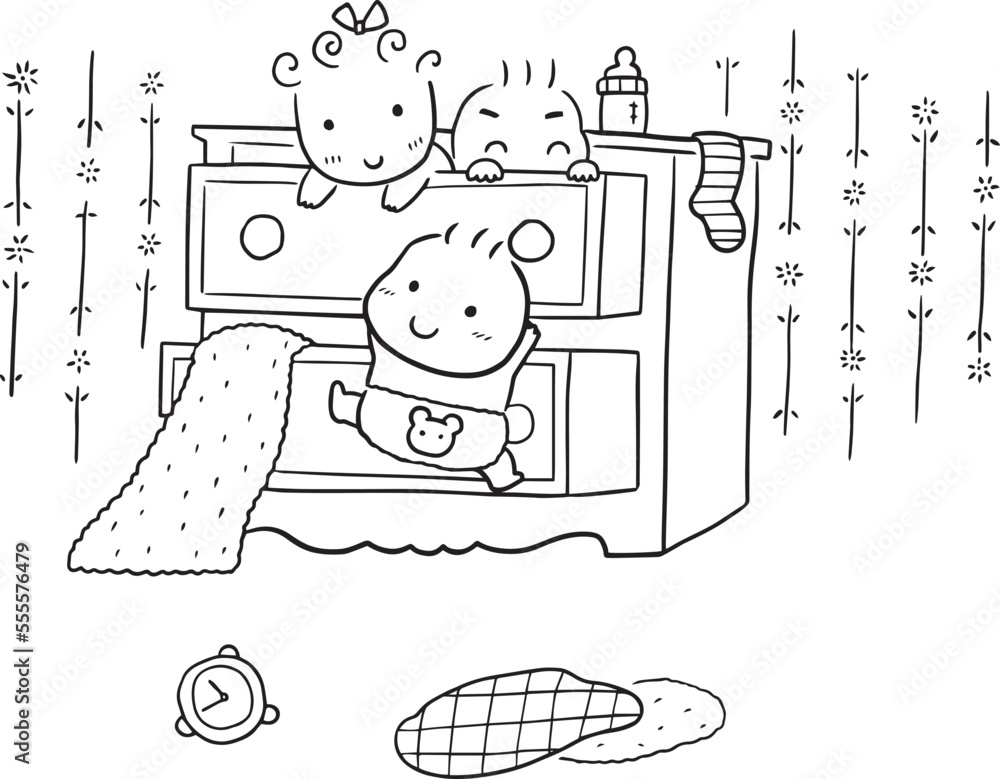 cartoon baby doodle kawaii anime coloring page cute illustration
