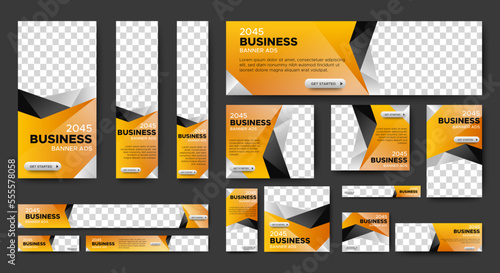 Web advertising banner template design. Modern web layout set with standard size. vector