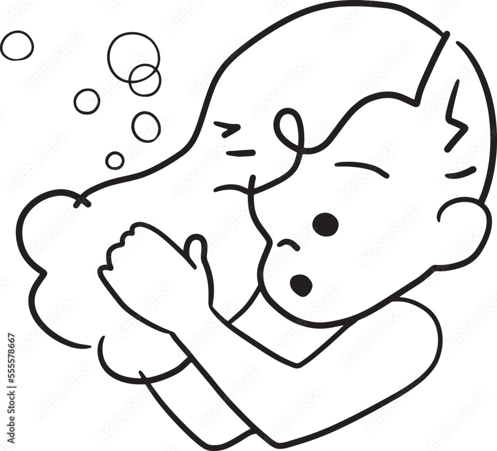 girl profile logo cartoon doodle kawaii anime coloring page cute ...