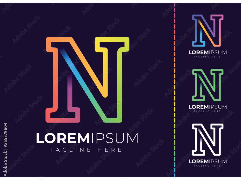 N letter initial colorful gradient logo. Modern letter n logo design. N letter initial colorful gradient logo. Modern letter n logo design.
