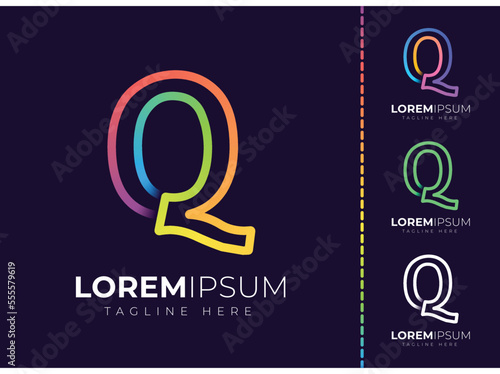 Q letter initial colorful gradient logo. Modern letter q logo design.