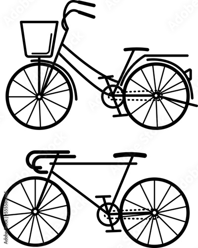 自転車のイラスト素材セット 線画のみ