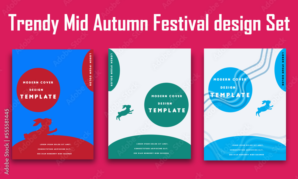 Trendy Mid Autumn Festival design Set of backgrounds, greeting cards, posters Trendy Mid Autumn Festival design Set of backgrounds, greeting cards, posters