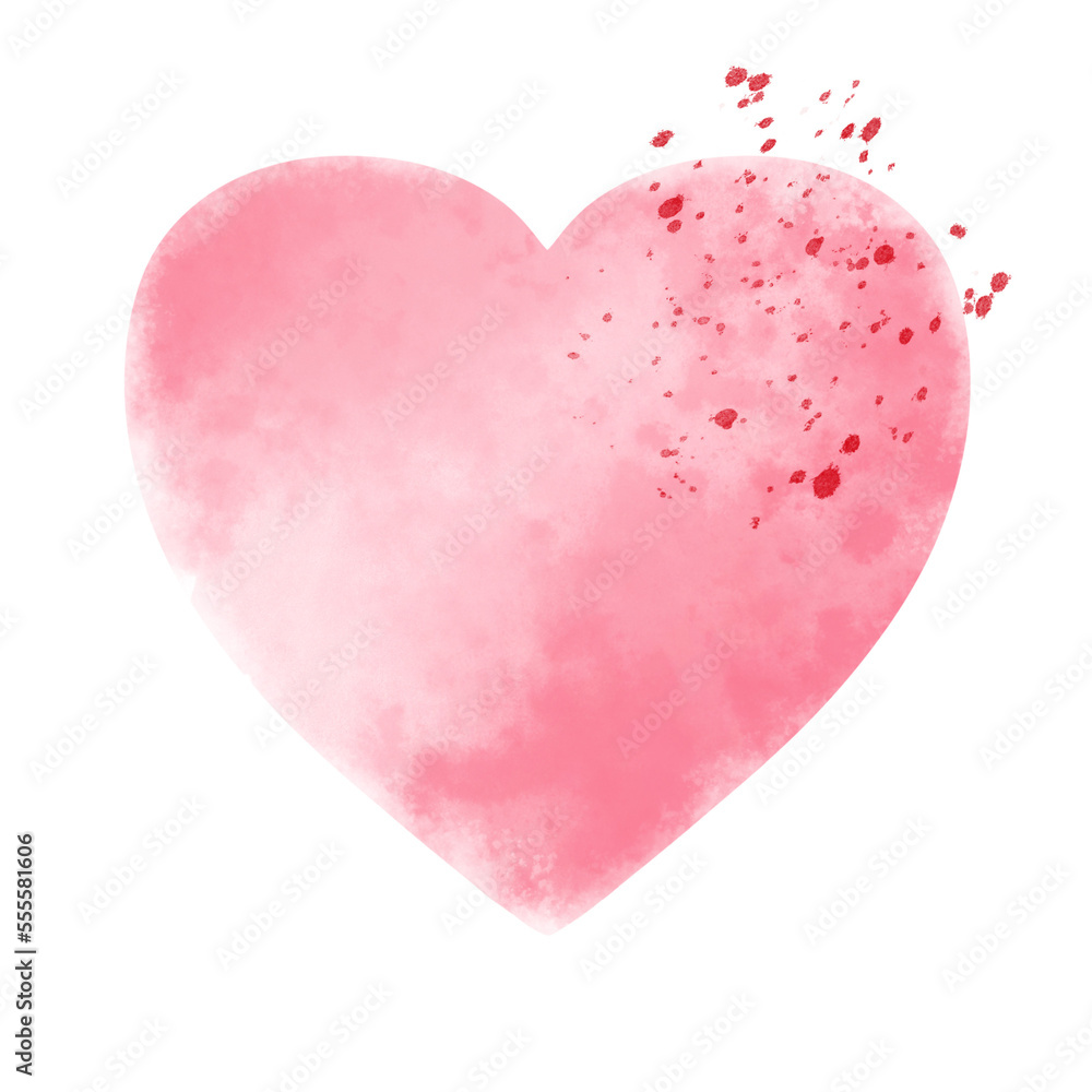 Valentine's Day Minimal Heart Design, Card element for design. Beautiful Grunge heart. Valentine's day. For holiday, postcard, poster, carnival, banner, birthday and children's illustration Beautiful.