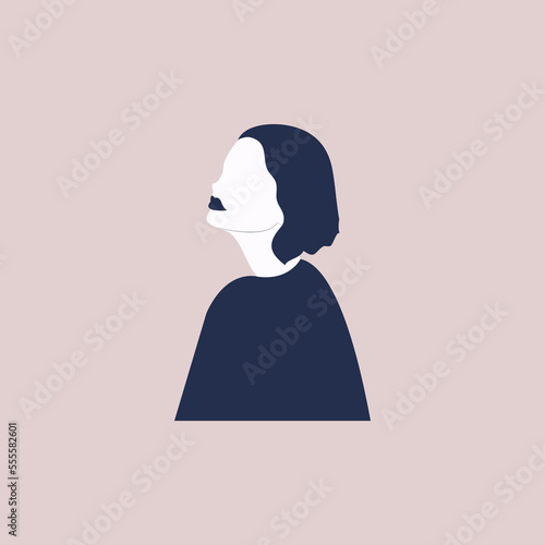 Woman portrait for avatar. Collection of user profiles. Half body woman icon. Colorful flat vector illustration.
