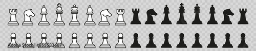 Set of Chess pieces vector flat icons