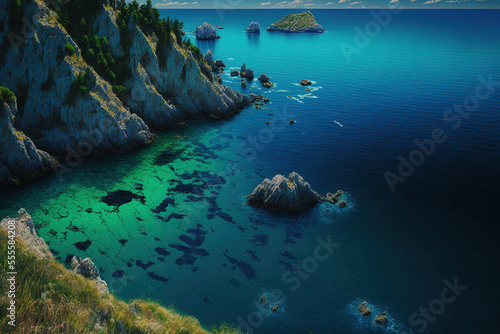 Black Sea scenery with blue and green waters. Generative AI