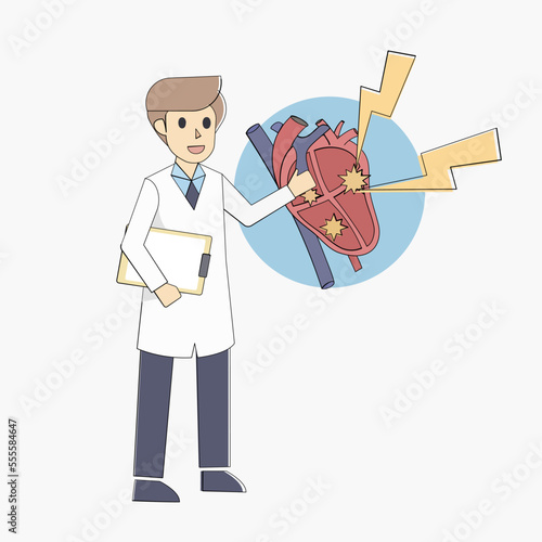 Heart arrhythmia,Symptoms, Causes and Diagnosis,Heart rhythm problems,electrical signals coordinate beats,beating faster or slower than usual,Specialist doctor advice in hospital ,Vector illustration.