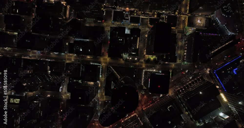San Francisco California Aerial v138 cinematic vertical straight down view, flyover downtown financial district capturing night cityscape across the neighborhood - Shot with Mavic 3 Cine - May 2022 San Francisco California Aerial v138 cinematic vertical straight down view, flyover downtown financial district capturing night cityscape across the neighborhood - Shot with Mavic 3 Cine - May 2022