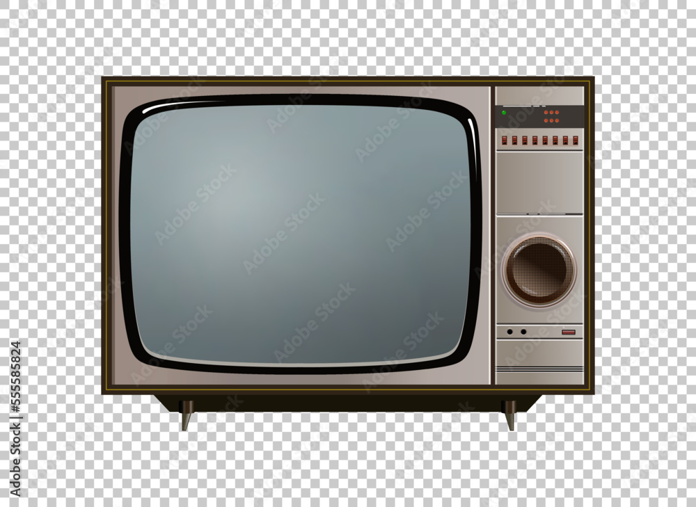 Vector retro television mock up isolate on transparent grid Vector retro television mock up isolate on transparent grid