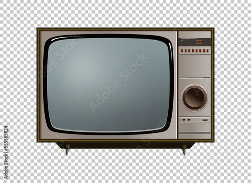 Vector retro television mock up isolate on transparent grid