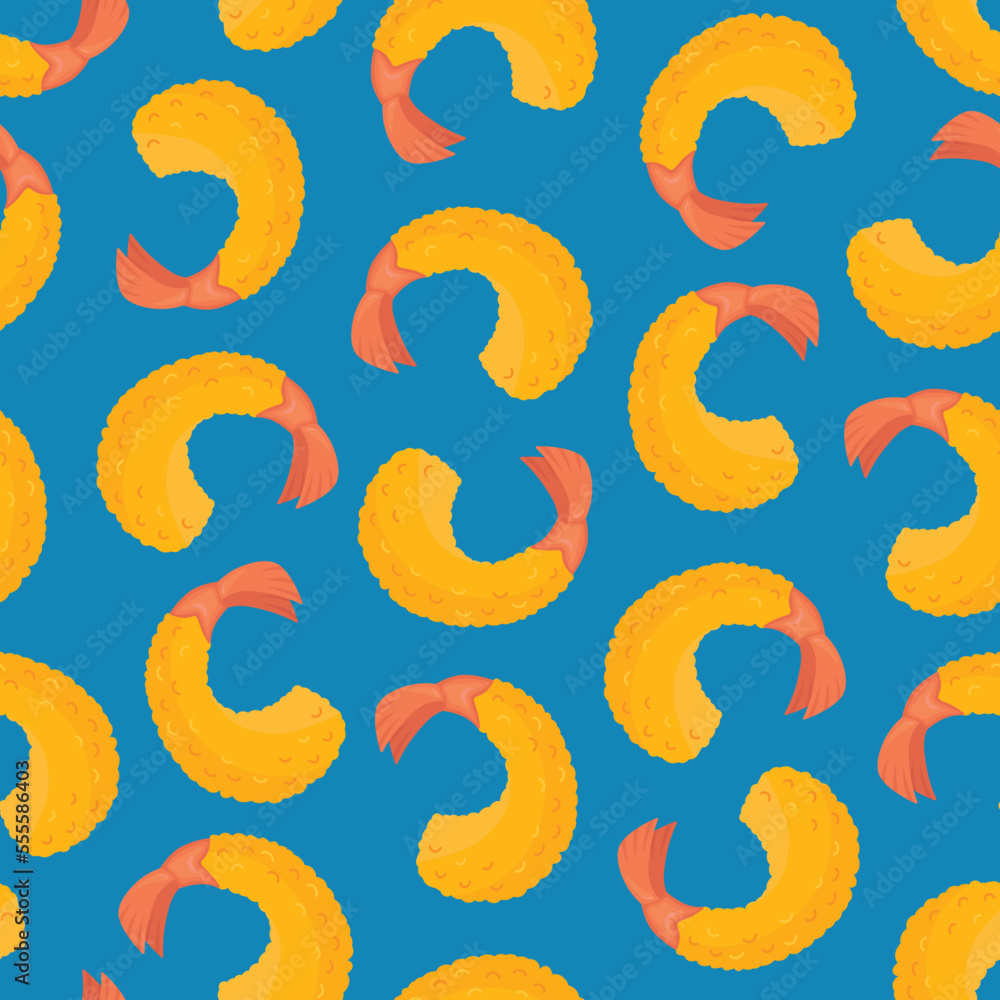 Doodle flat clipart. Shrimp tempura pattern. All objects are repainted. Doodle flat clipart. Shrimp tempura pattern. All objects are repainted.