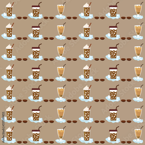 Iced coffee seamless pattern