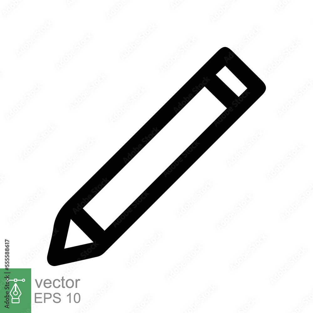 Pencil icon. Simple outline style. Pencil tip. drawing pen, graphite, plain, school element, education concept. Thin line vector illustration isolated on white background. EPS 10. Pencil icon. Simple outline style. Pencil tip. drawing pen, graphite, plain, school element, education concept. Thin line vector illustration isolated on white background. EPS 10.
