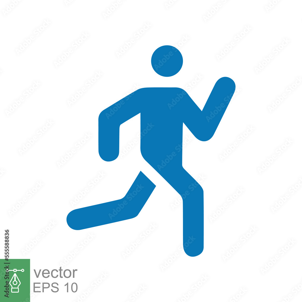 Runner icon. Simple solid style. Man run fast, race, sprint, flat design symbol, sport concept. Glyph vector illustration isolated on white background. EPS 10.