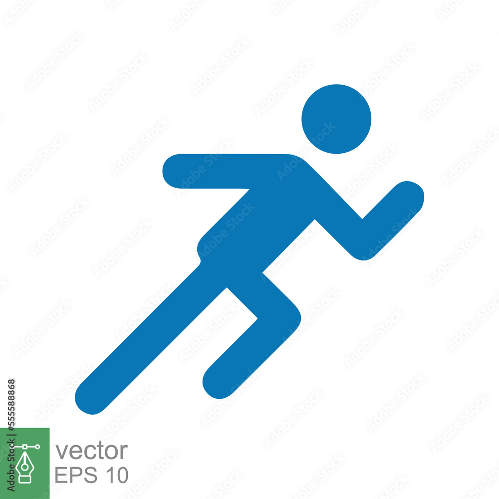 Runner icon. Simple solid style. Man run fast, race, sprint, flat design symbol, sport concept. Glyph vector illustration isolated on white background. EPS 10. Runner icon. Simple solid style. Man run fast, race, sprint, flat design symbol, sport concept. Glyph vector illustration isolated on white background. EPS 10.