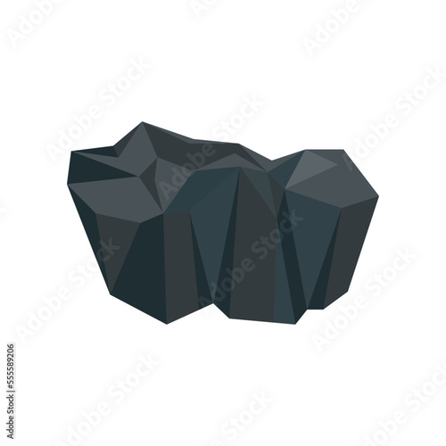 Small piece of black coal cartoon illustration. Small lump of charcoal, basalt, nugget, rock, graphite or anthracite isolated on white background. Mine, mineral recourse concept