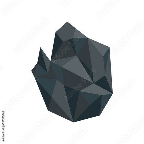 Big piece of black coal vector illustration. Big lump of charcoal, basalt, nugget, rock, graphite or anthracite isolated on white background. Mine, mineral recourse concept