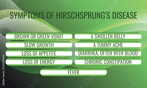 symptoms of Hirschsprung's disease. Vector illustration for medical journal or brochure.