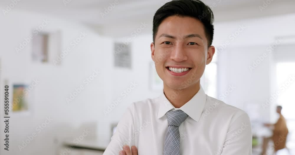 Face, leadership and business man with arms crossed in office ready for goals, tasks or targets. Ceo, boss and Asian male, manager or entrepreneur with vision, mission or success mindset in workplace Face, leadership and business man with arms crossed in office ready for goals, tasks or targets. Ceo, boss and Asian male, manager or entrepreneur with vision, mission or success mindset in workplace