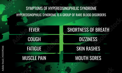 symptoms of Hypereosinophilic syndrome. Vector illustration for medical journal or brochure.
 photo