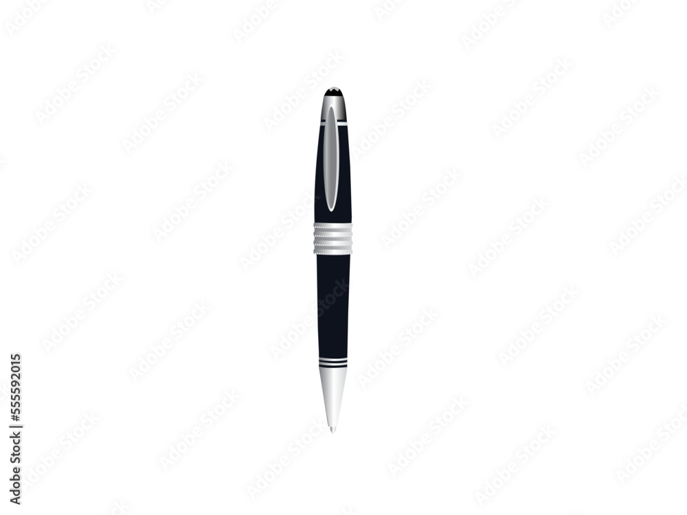 Vector. Black ballpoint pen with a cap. Vector illustration isolated on white background. Vector. Black ballpoint pen with a cap. Vector illustration isolated on white background.