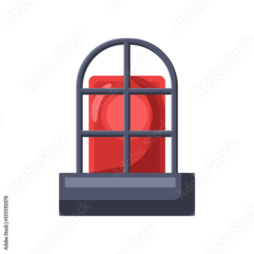 Big black flashing red alarm light vector illustration. Element of mechanical equipment, red alarm light isolated on white background. Machinery, technology, industry concept
